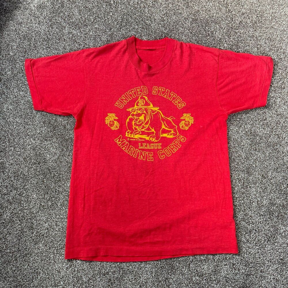 Vintage 80s 90s United States Marine Corps League T-Shirt USMC Bulldog L